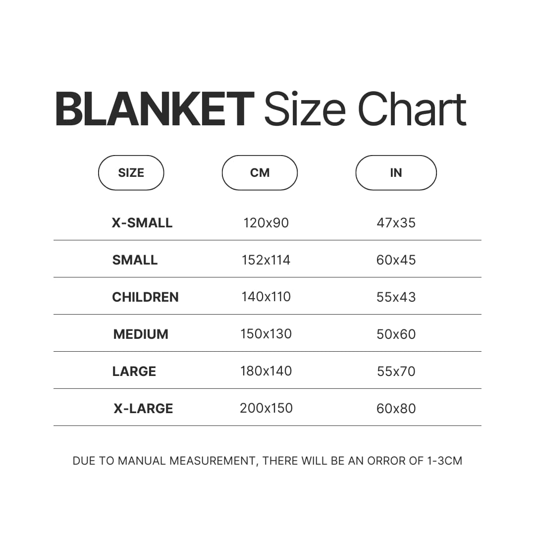 Blanket Size Chart - Shinchan Shop
