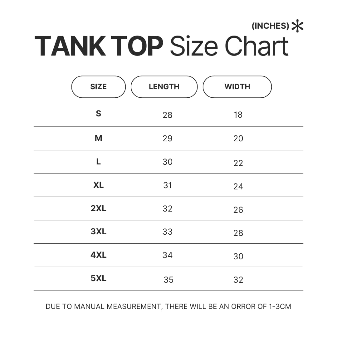Tank Top Size Chart - Shinchan Shop