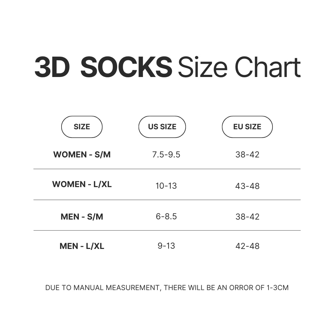 3D Socks Size Chart - Shinchan Shop
